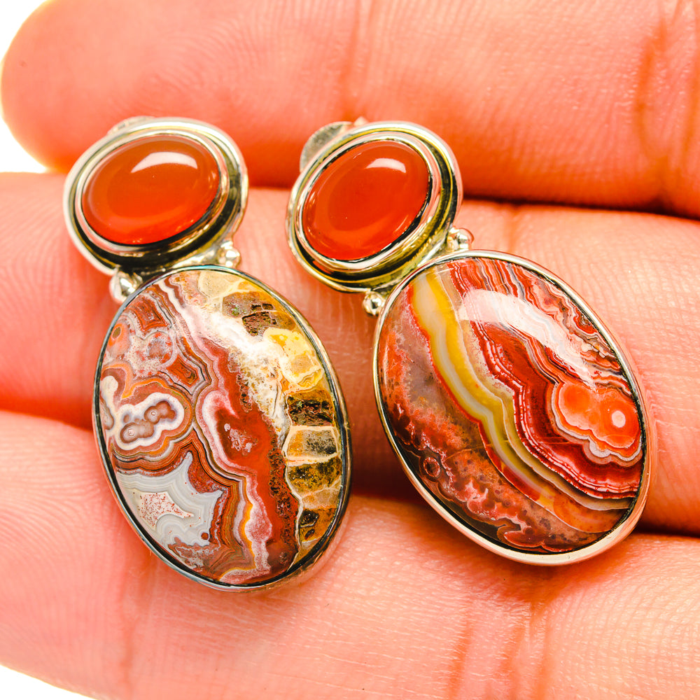 Crazy Lace Agate Earrings handcrafted by Anasilvercos - EARR418723