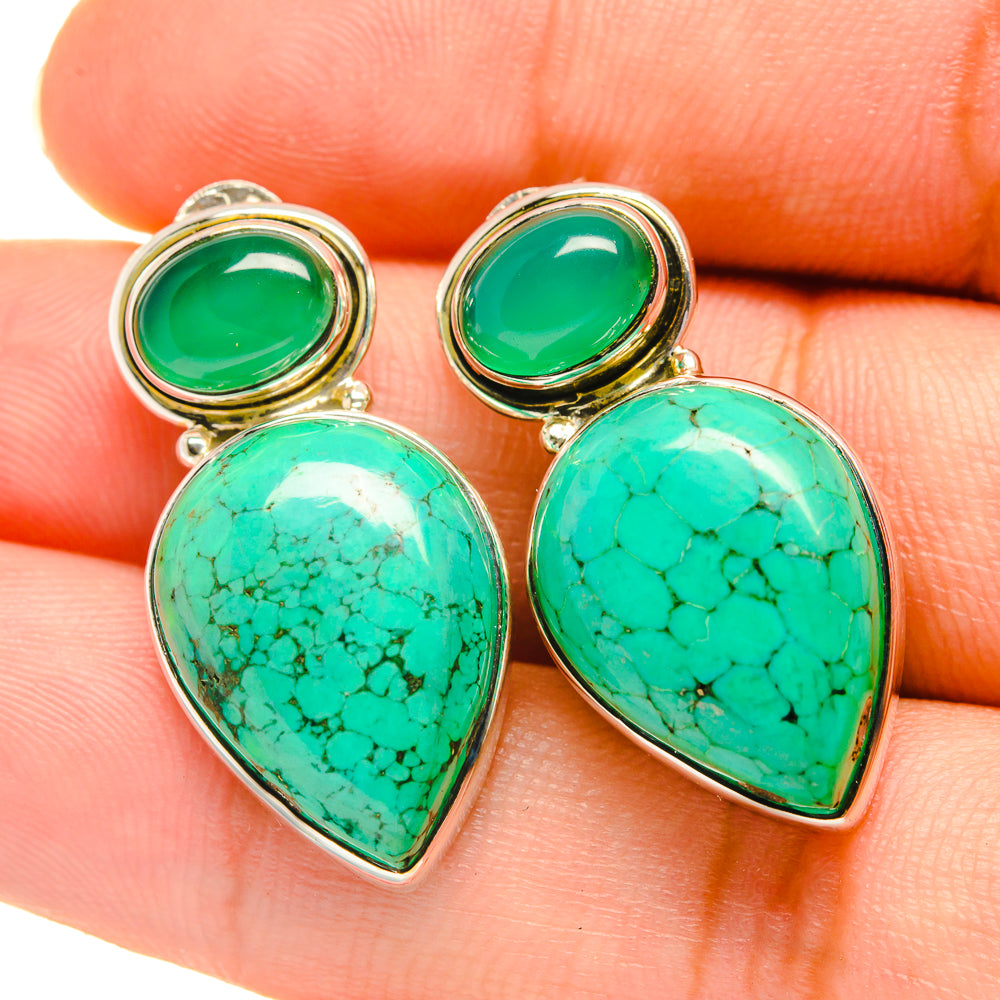 Tibetan Turquoise Earrings handcrafted by Anasilvercos - EARR418726