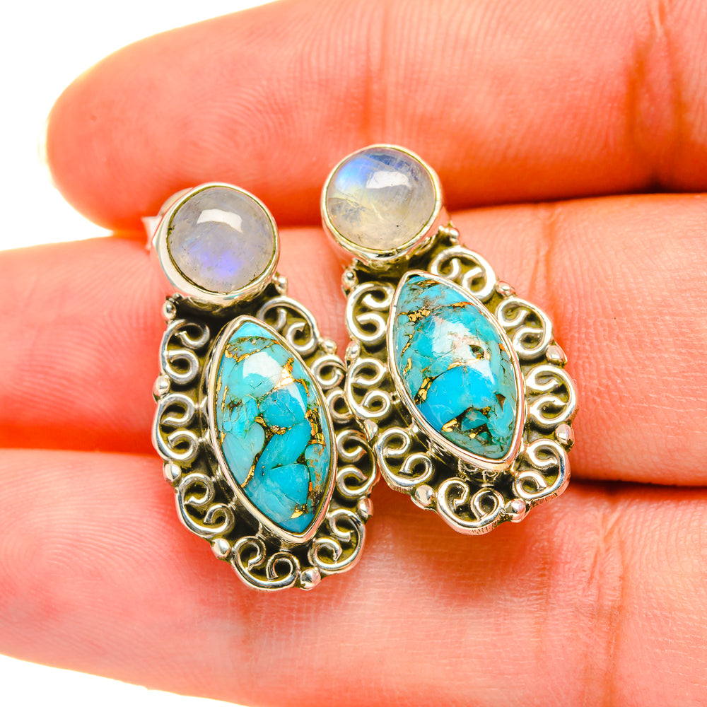 Blue Copper Composite Turquoise Earrings handcrafted by Anasilvercos - EARR418744