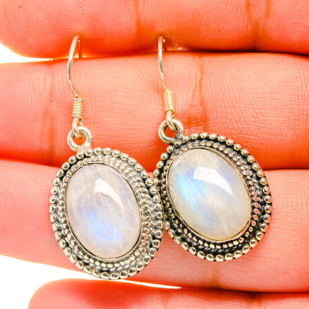 Rainbow Moonstone Earrings handcrafted by Anasilvercos - EARR418750