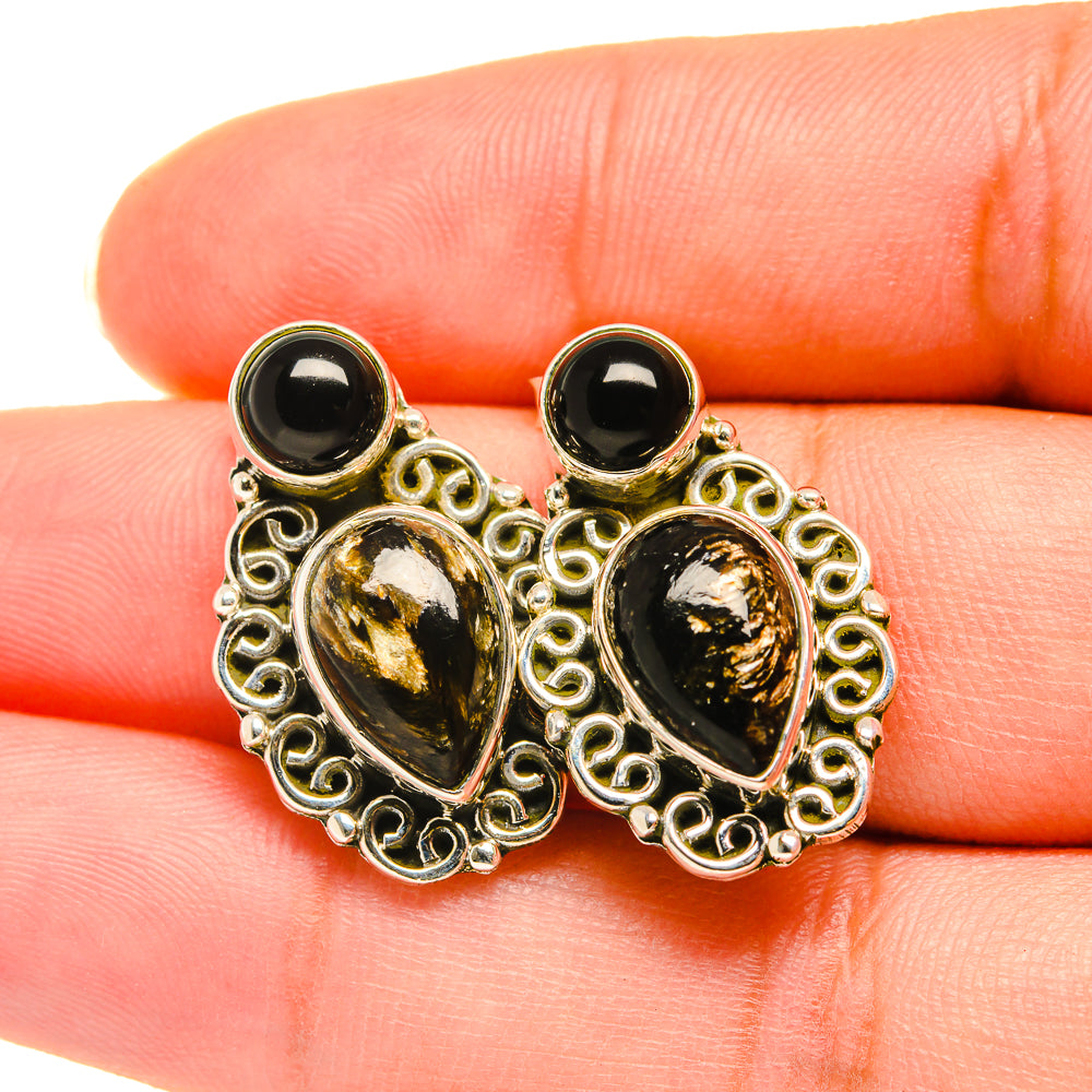 Golden Seraphinite Earrings handcrafted by Anasilvercos - EARR418755