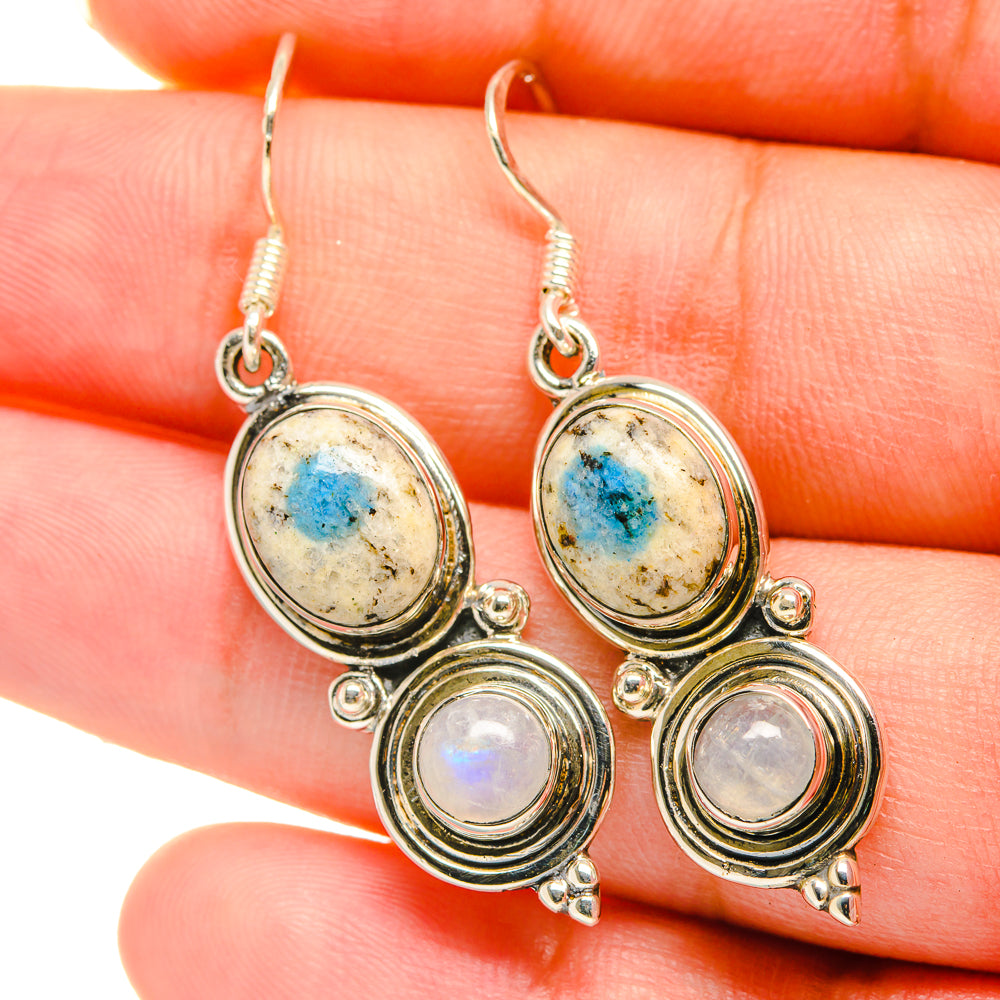 K2 Blue Azurite Earrings handcrafted by Anasilvercos - EARR418758