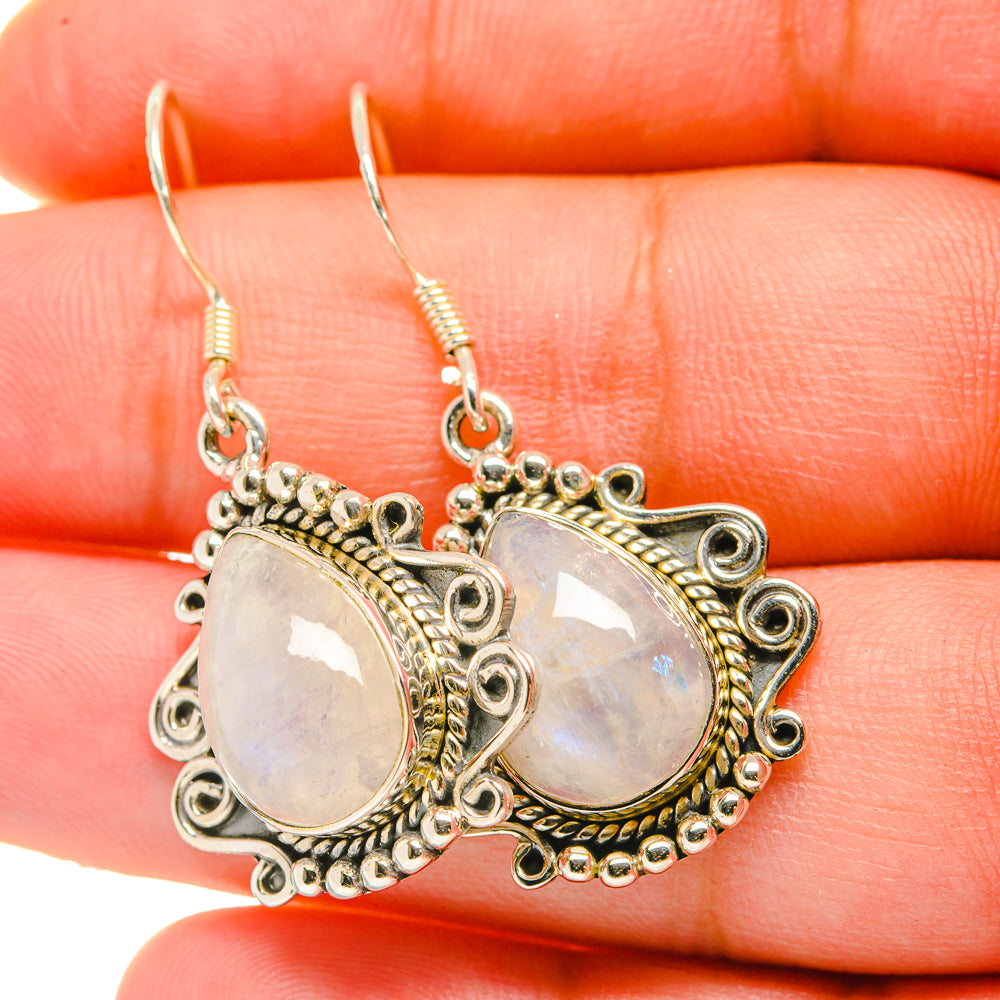 Rainbow Moonstone Earrings handcrafted by Anasilvercos - EARR418762