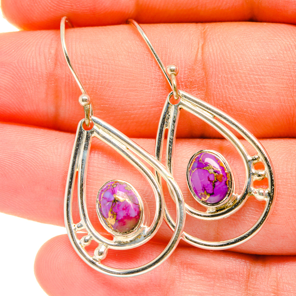 Purple Copper Composite Turquoise Earrings handcrafted by Anasilvercos - EARR418781