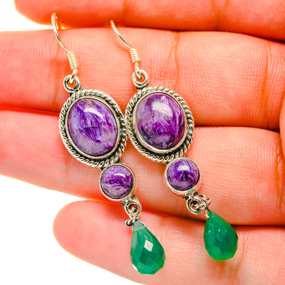 Charoite Earrings handcrafted by Anasilvercos - EARR418785