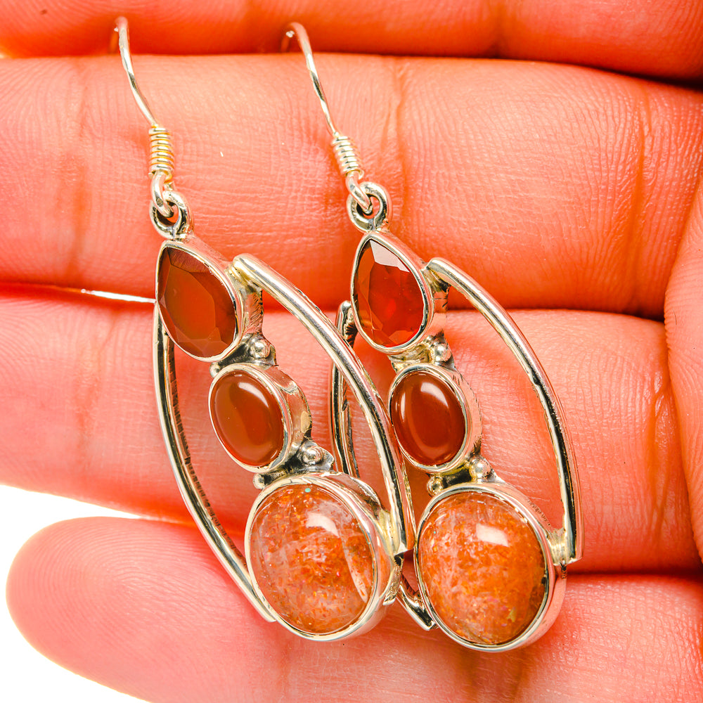 Sunstone Earrings handcrafted by Anasilvercos - EARR418788