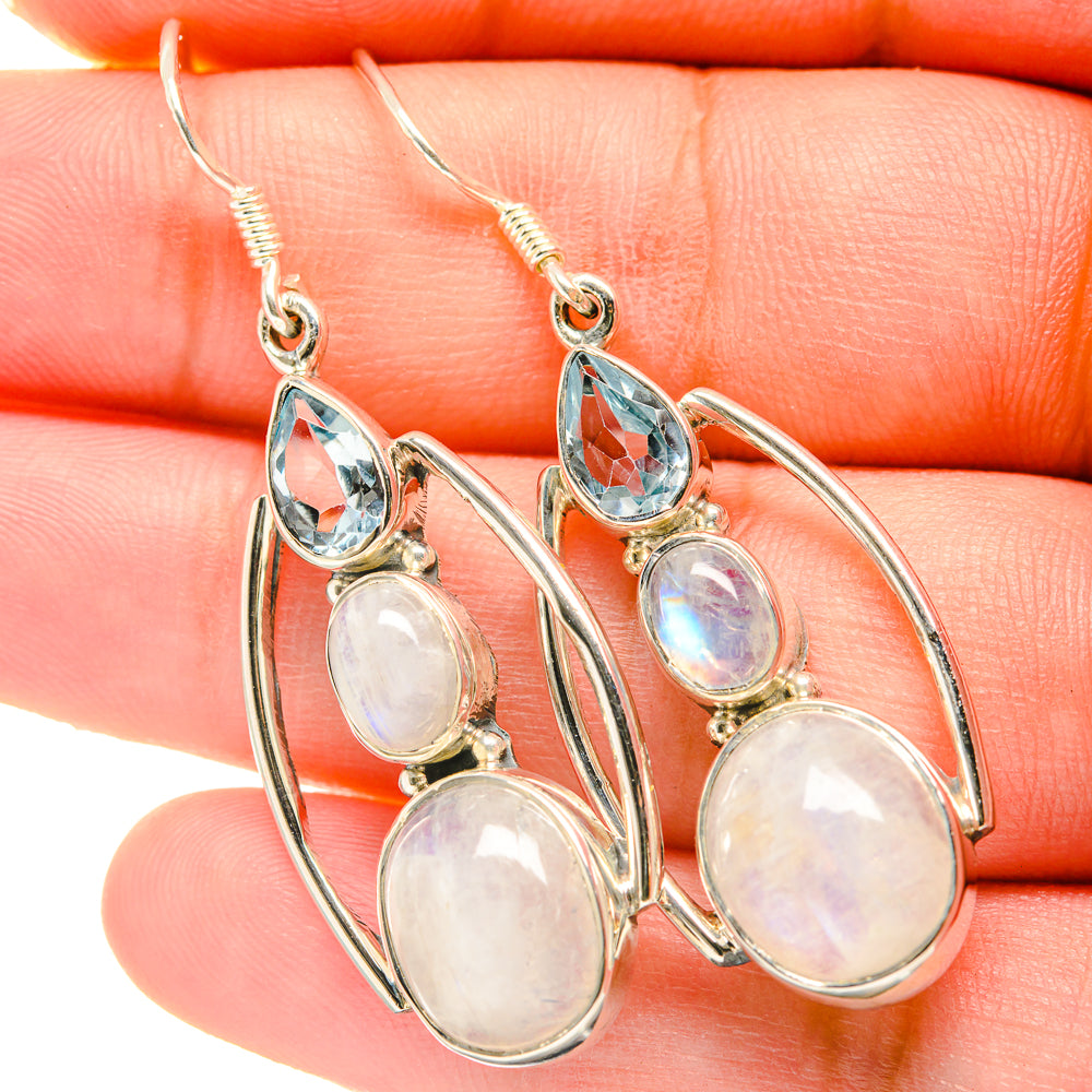 Rainbow Moonstone Earrings handcrafted by Anasilvercos - EARR418797