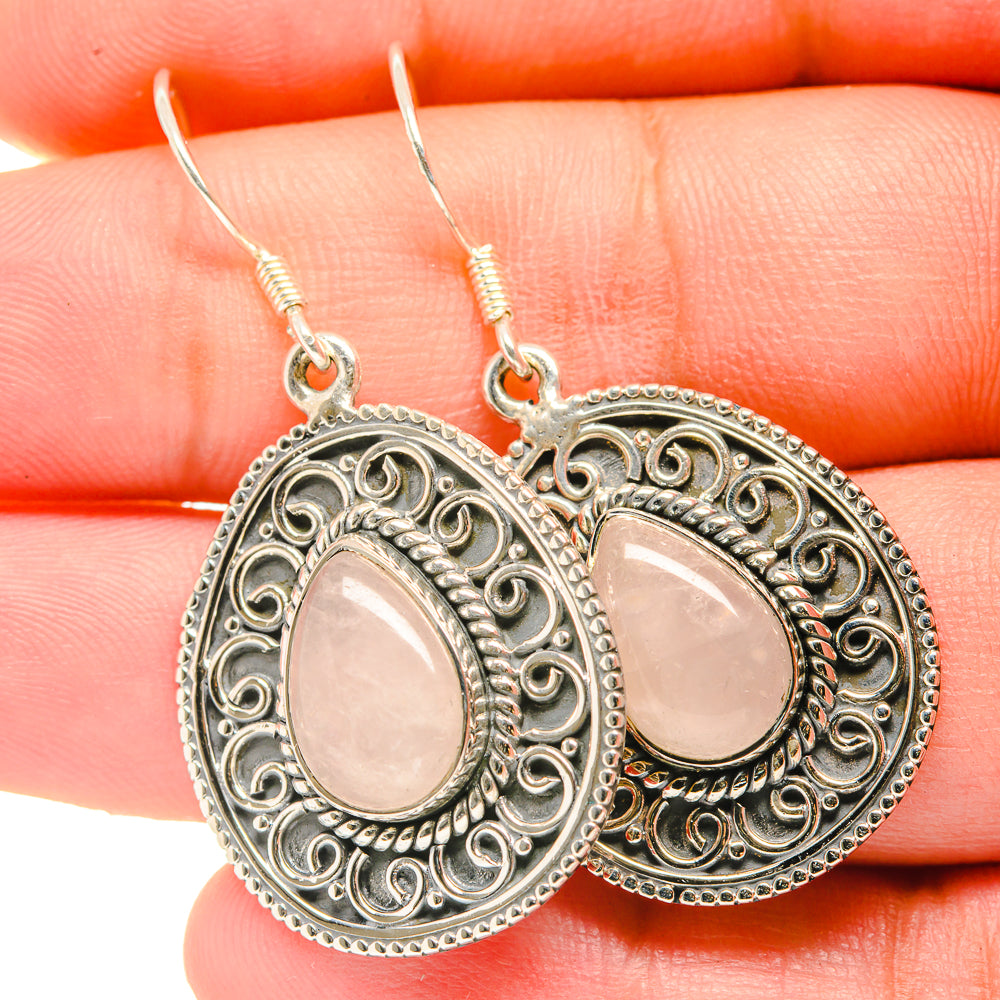 Rose Quartz Earrings handcrafted by Anasilvercos - EARR418803