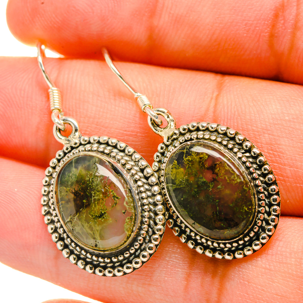 Green Moss Agate Earrings handcrafted by Anasilvercos - EARR418813