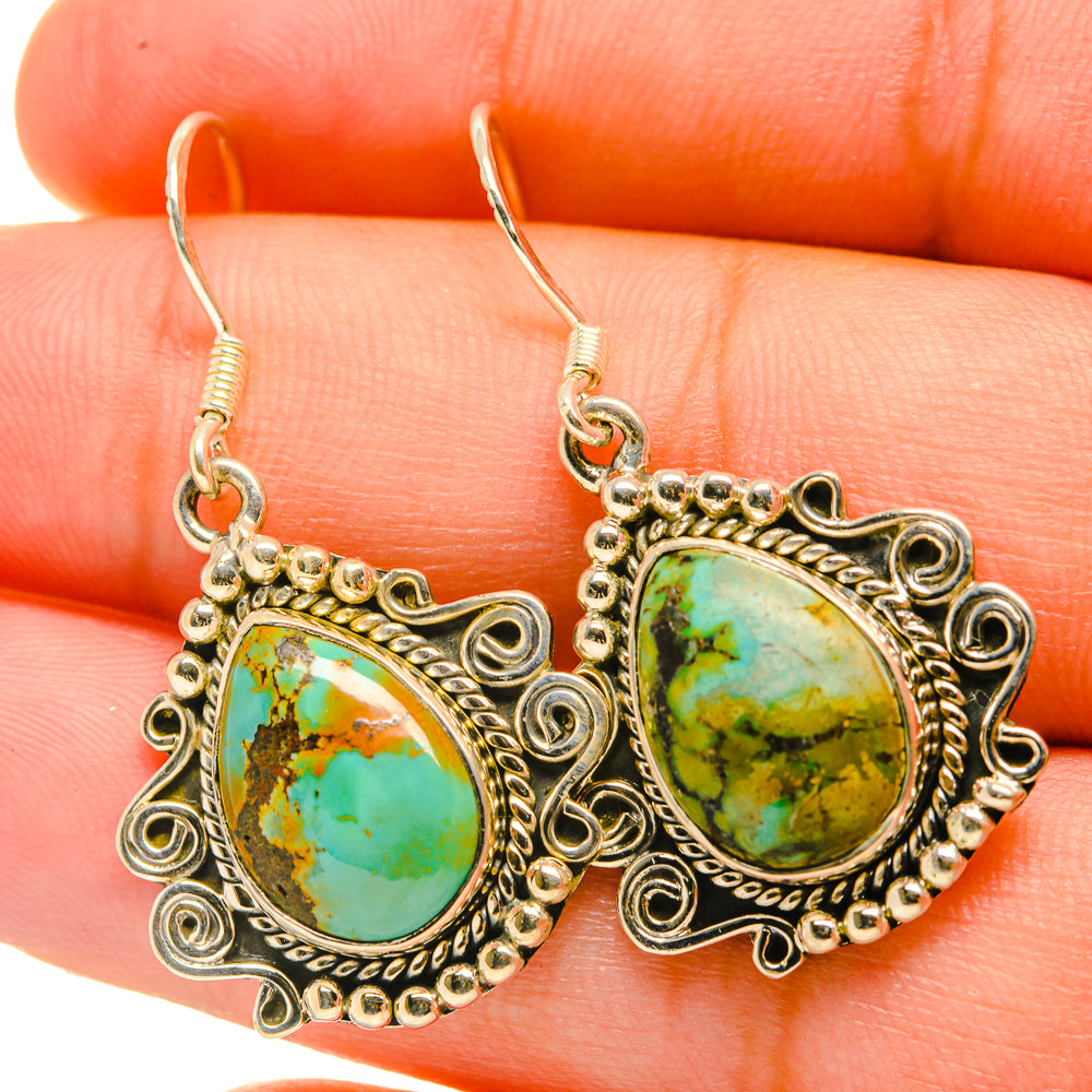 Tibetan Turquoise Earrings handcrafted by Anasilvercos - EARR418819