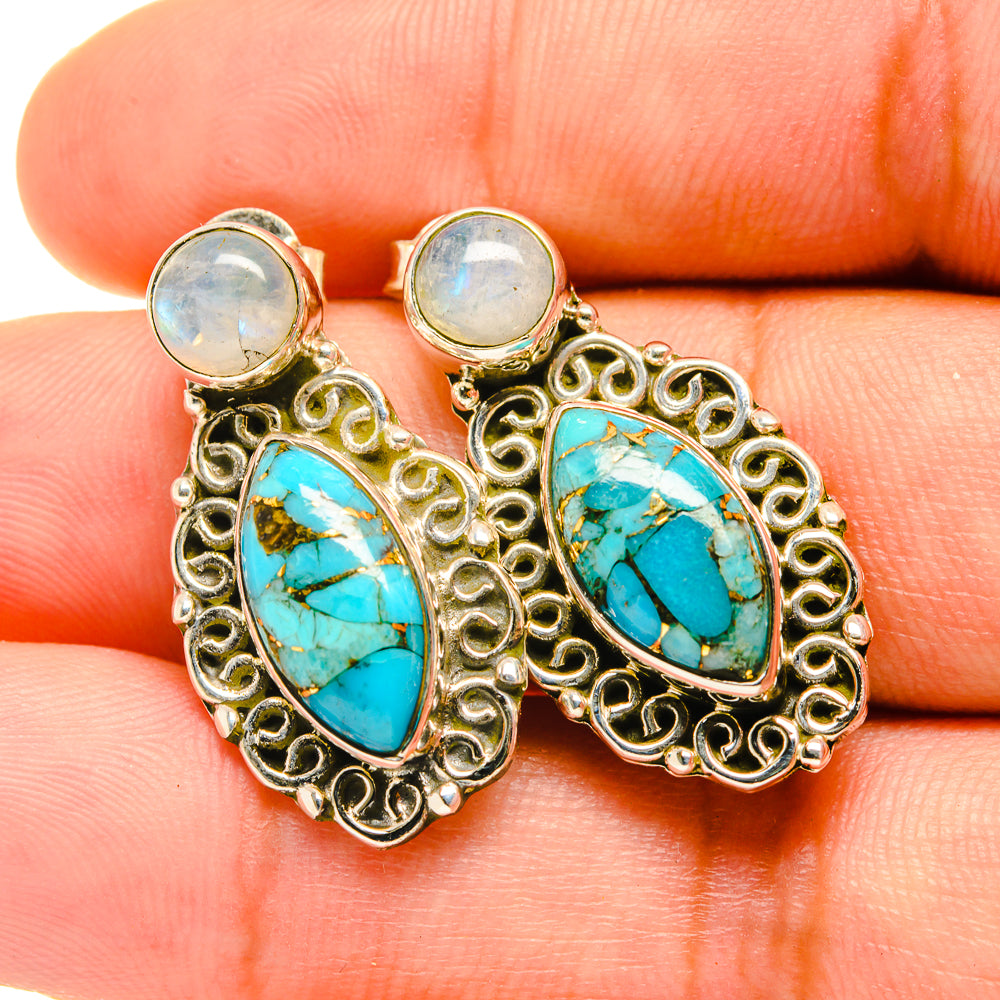 Blue Copper Composite Turquoise Earrings handcrafted by Anasilvercos - EARR418826