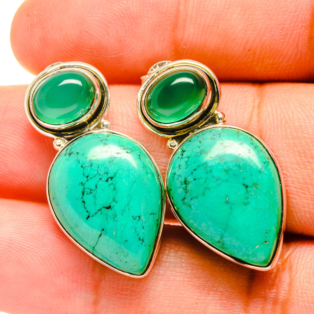 Tibetan Turquoise Earrings handcrafted by Anasilvercos - EARR418849