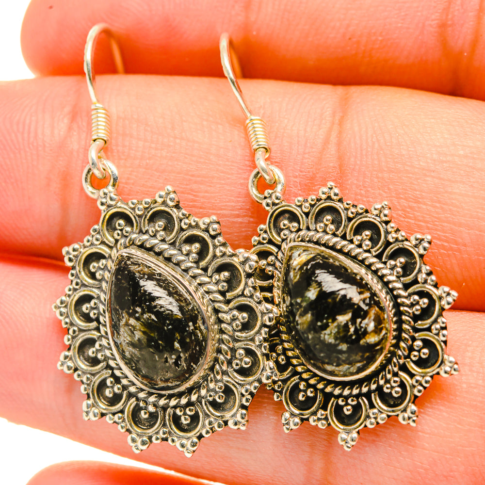 Golden Seraphinite Earrings handcrafted by Anasilvercos - EARR418858