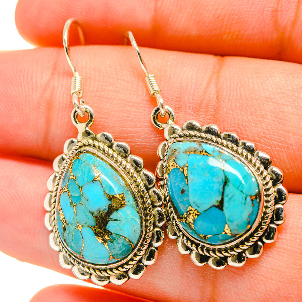 Blue Copper Composite Turquoise Earrings handcrafted by Anasilvercos - EARR418860
