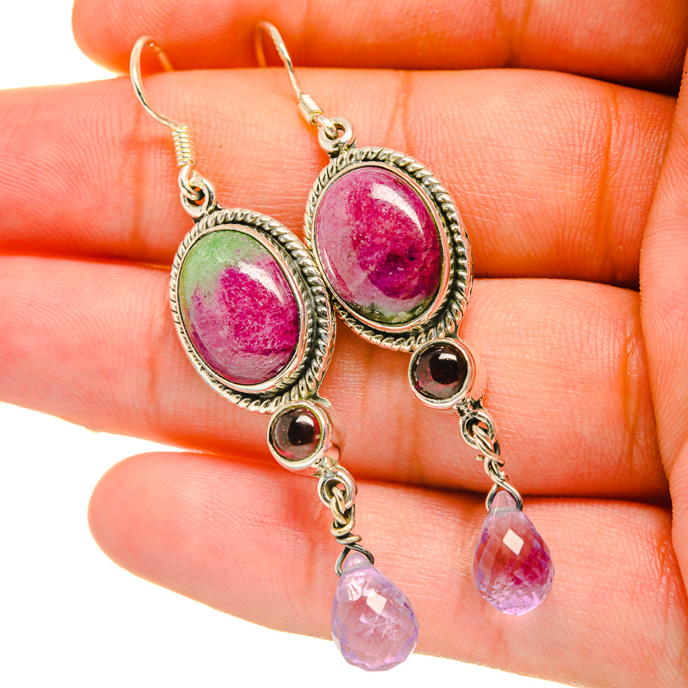 Ruby Zoisite Earrings handcrafted by Anasilvercos - EARR418877
