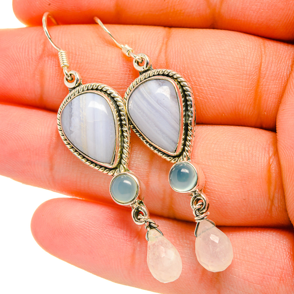 Blue Lace Agate Earrings handcrafted by Anasilvercos - EARR418878
