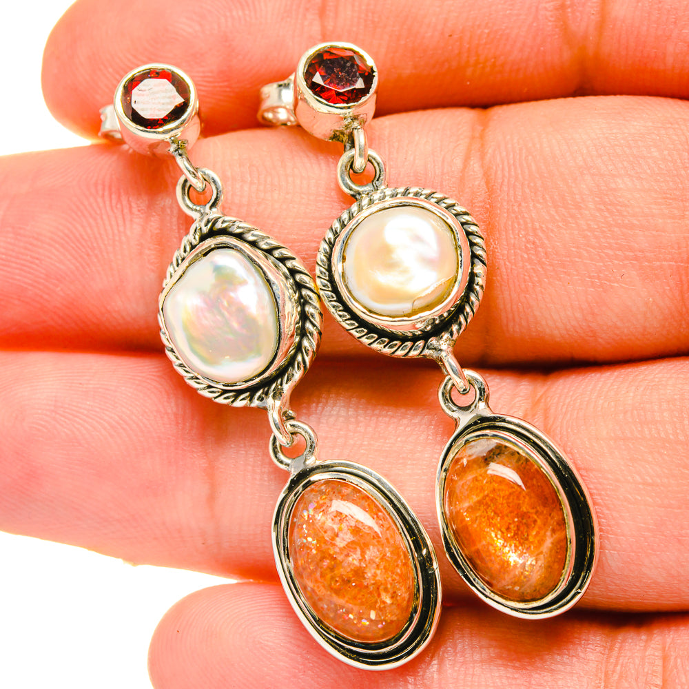 Sunstone Earrings handcrafted by Anasilvercos - EARR418879