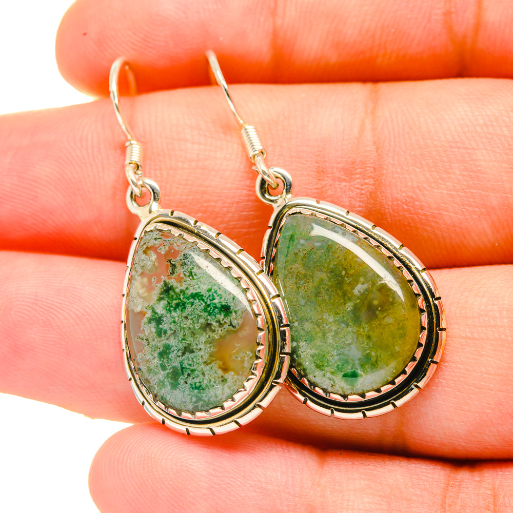 Green Moss Agate Earrings handcrafted by Anasilvercos - EARR418890