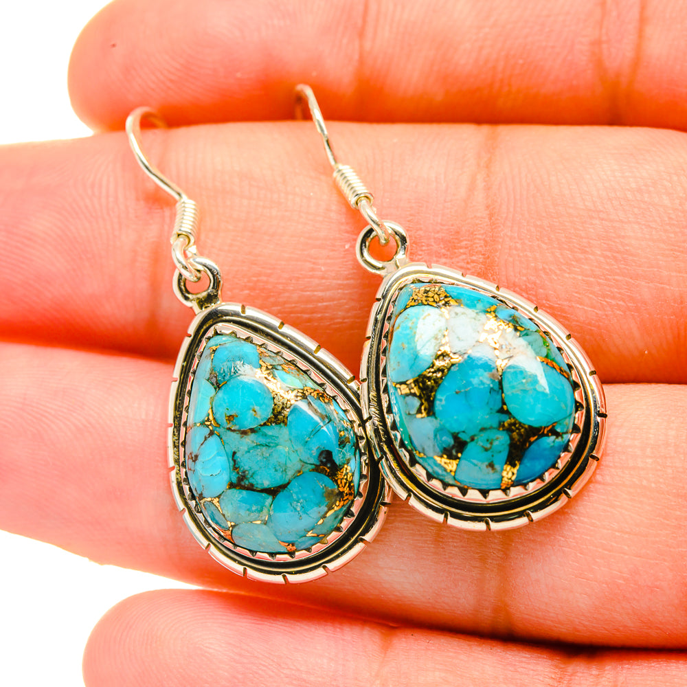 Blue Copper Composite Turquoise Earrings handcrafted by Anasilvercos - EARR418892