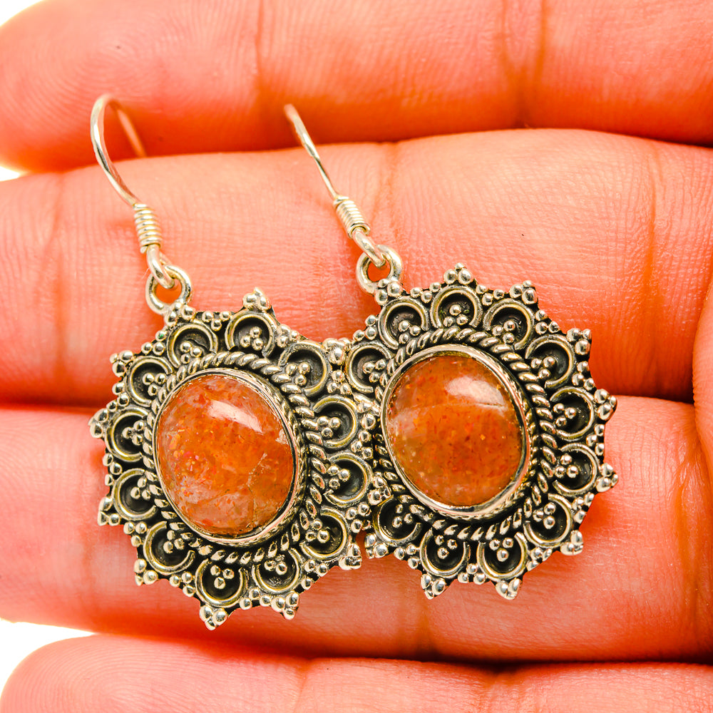 Sunstone Earrings handcrafted by Anasilvercos - EARR418898