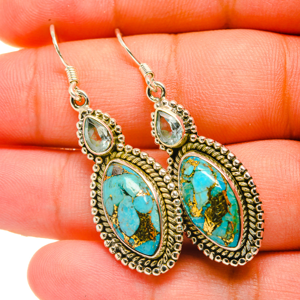 Blue Copper Composite Turquoise Earrings handcrafted by Anasilvercos - EARR418899