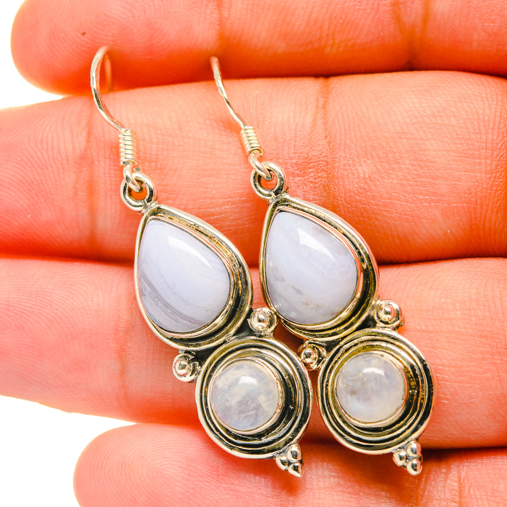 Blue Lace Agate Earrings handcrafted by Anasilvercos - EARR418906