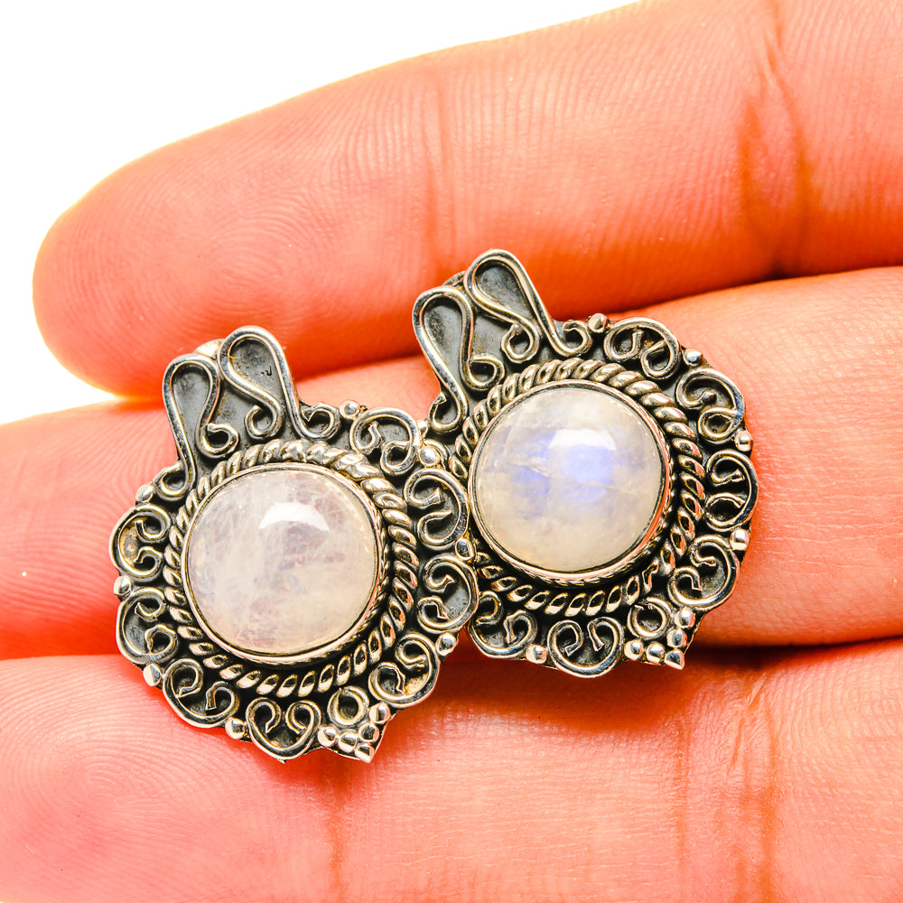 Rainbow Moonstone Earrings handcrafted by Anasilvercos - EARR418907