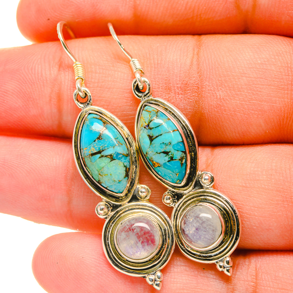 Blue Copper Composite Turquoise Earrings handcrafted by Anasilvercos - EARR418925