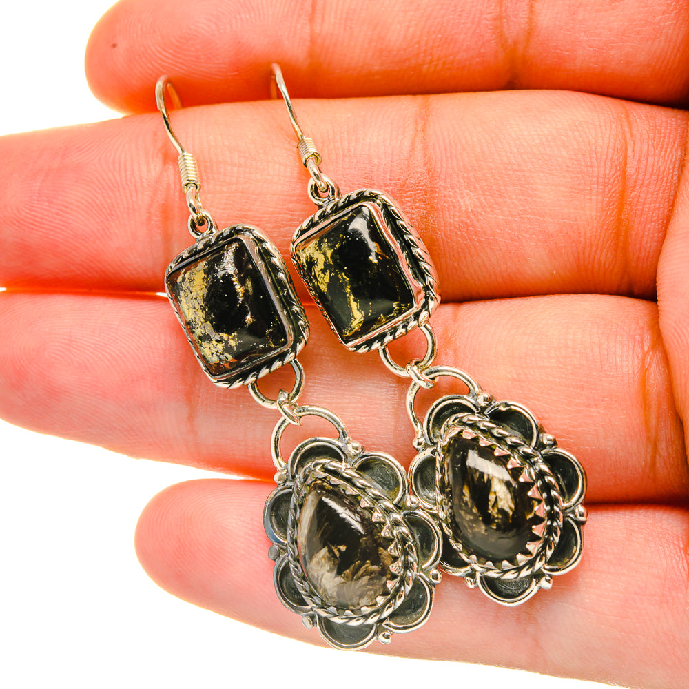 Golden Seraphinite Earrings handcrafted by Anasilvercos - EARR418939