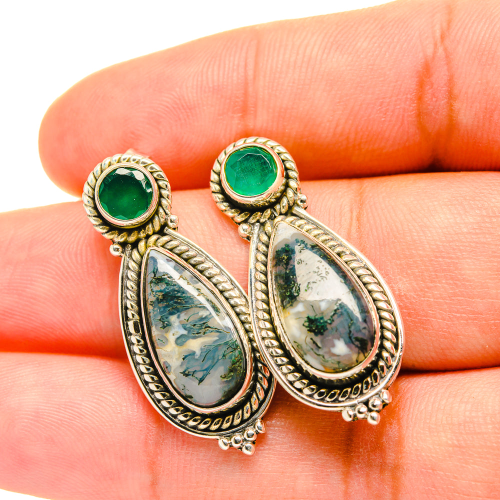 Green Moss Agate Earrings handcrafted by Anasilvercos - EARR418940