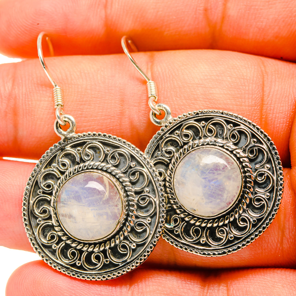 Rainbow Moonstone Earrings handcrafted by Anasilvercos - EARR418955