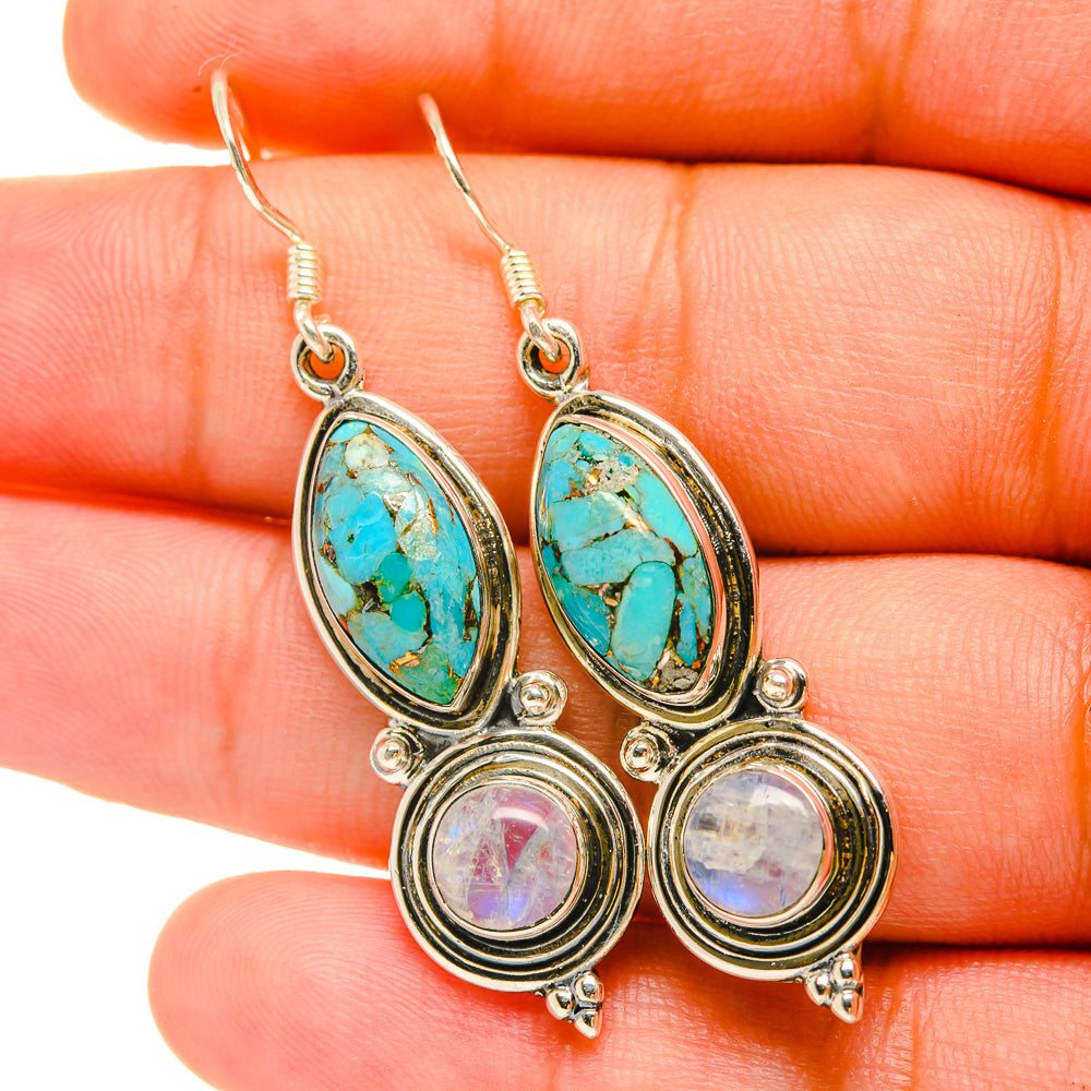 Blue Copper Composite Turquoise Earrings handcrafted by Anasilvercos - EARR418985