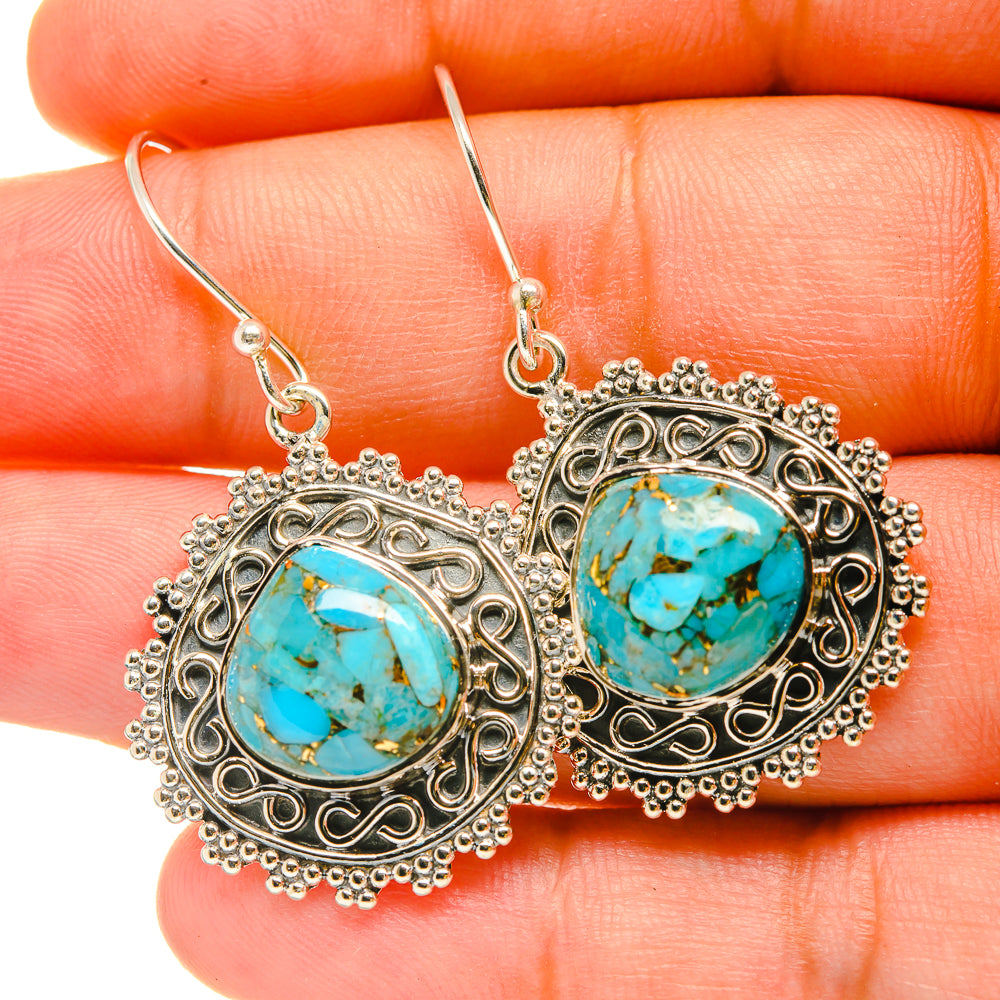 Blue Copper Composite Turquoise Earrings handcrafted by Anasilvercos - EARR418997