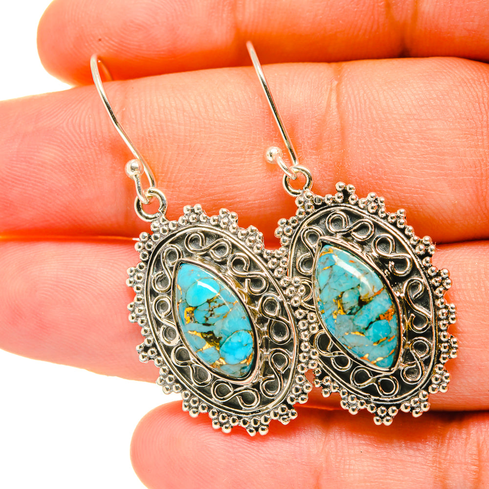 Blue Copper Composite Turquoise Earrings handcrafted by Anasilvercos - EARR419000