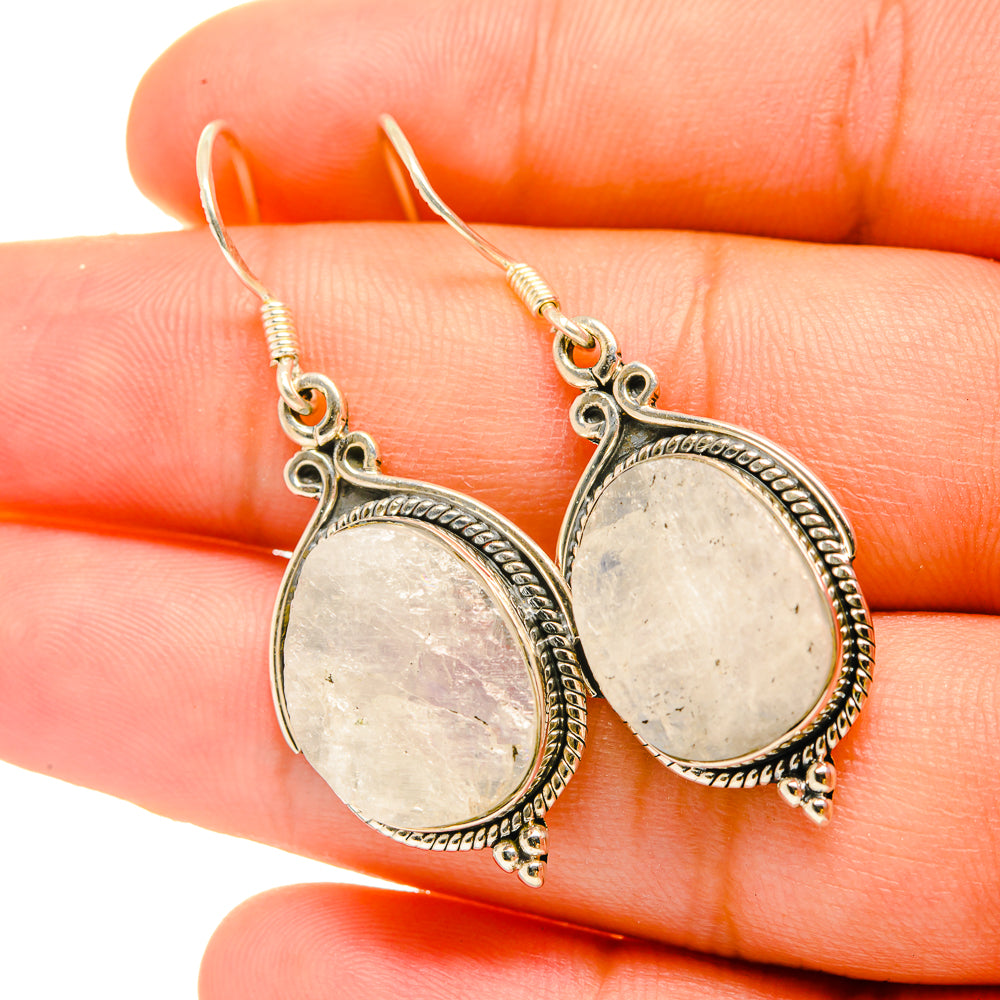 Rainbow Moonstone Earrings handcrafted by Anasilvercos - EARR419008