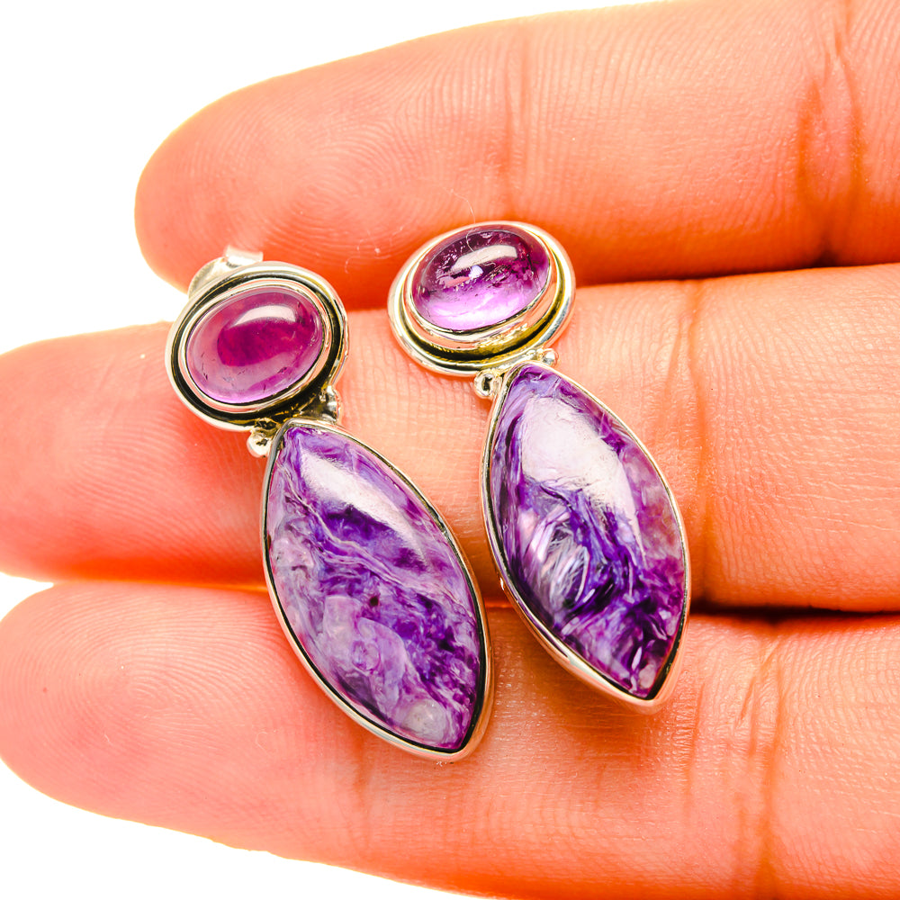 Charoite Earrings handcrafted by Anasilvercos - EARR419015