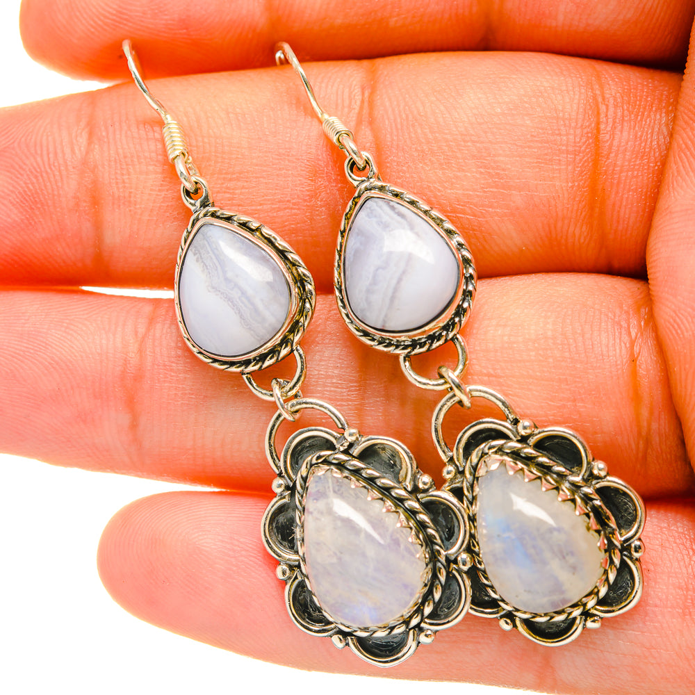 Rainbow Moonstone Earrings handcrafted by Anasilvercos - EARR419019