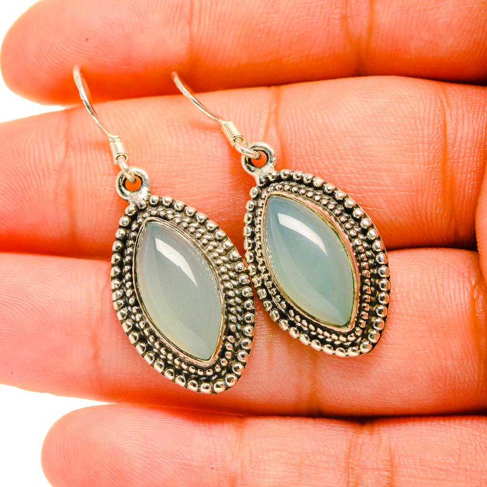 Aqua Chalcedony Earrings handcrafted by Anasilvercos - EARR419030
