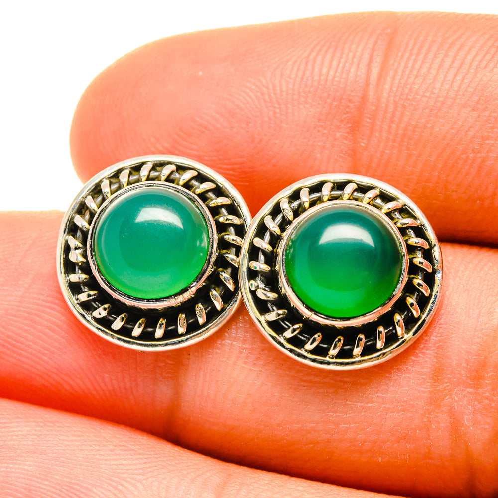 Green Onyx Earrings handcrafted by Anasilvercos - EARR419031