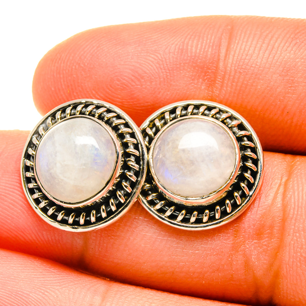 Rainbow Moonstone Earrings handcrafted by Anasilvercos - EARR419035