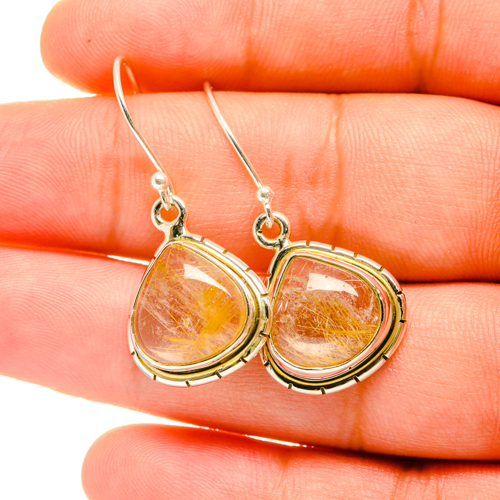 Rutilated Quartz Earrings handcrafted by Anasilvercos - EARR419040