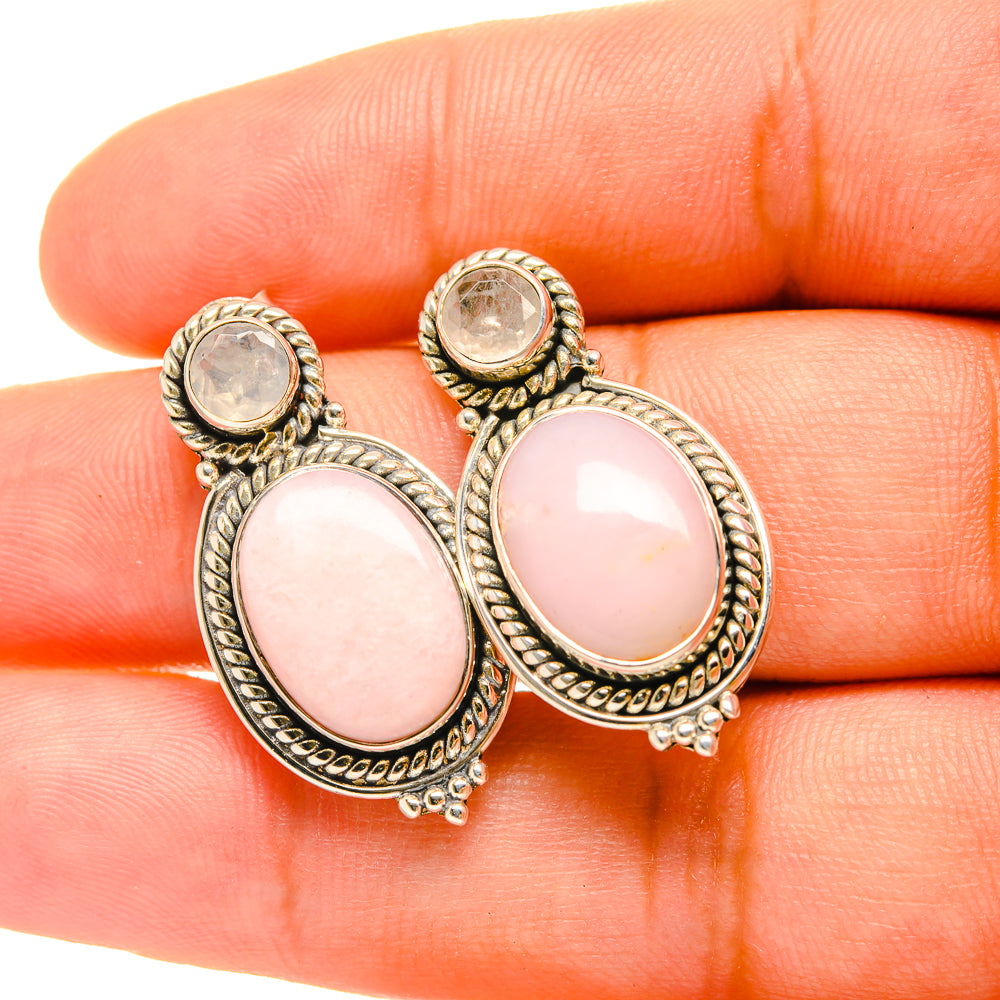Pink Opal Earrings handcrafted by Anasilvercos - EARR419058