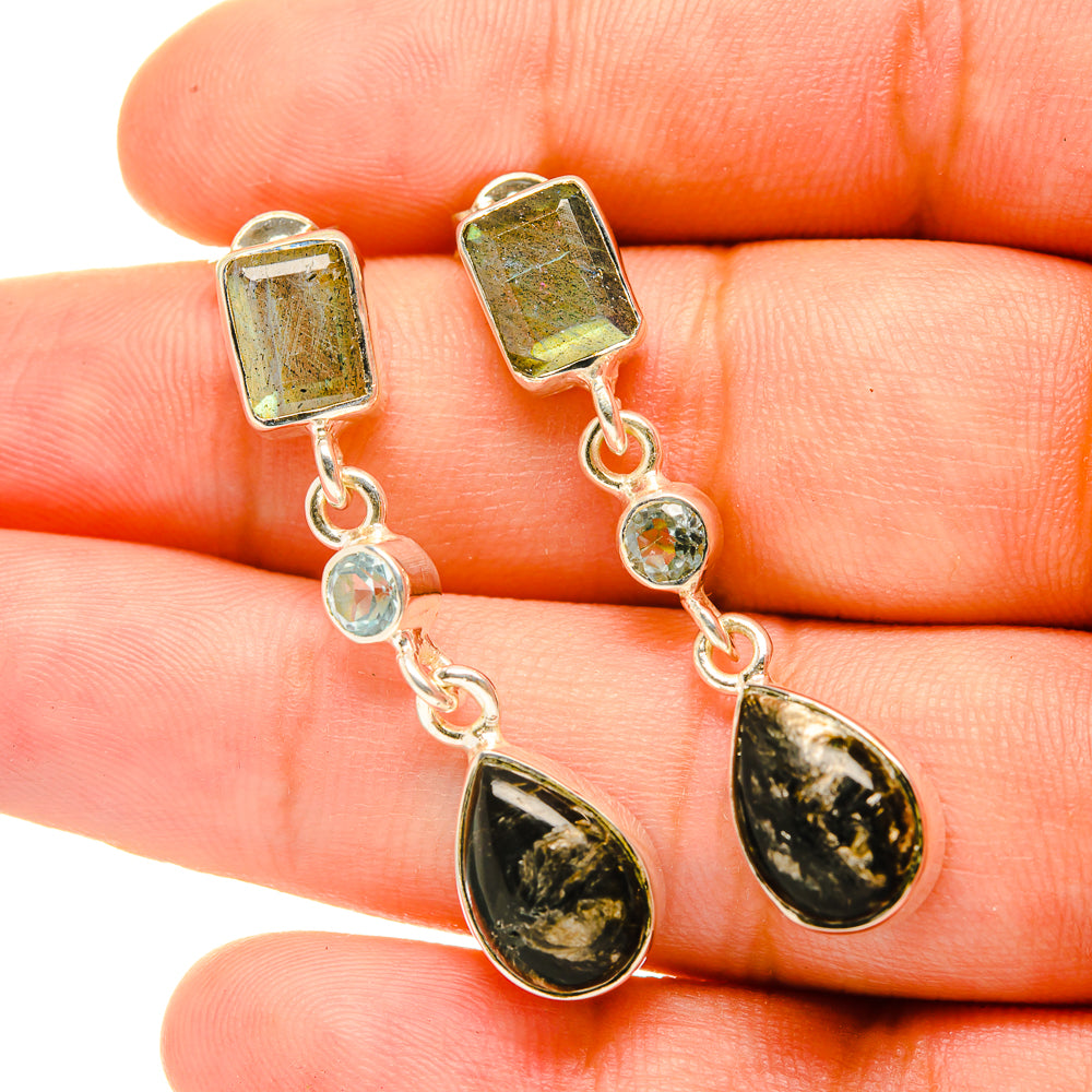 Golden Seraphinite Earrings handcrafted by Anasilvercos - EARR419067