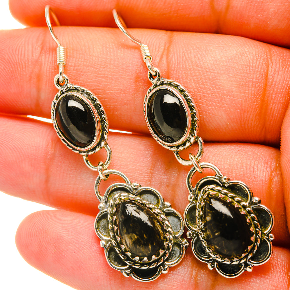 Golden Seraphinite Earrings handcrafted by Anasilvercos - EARR419070