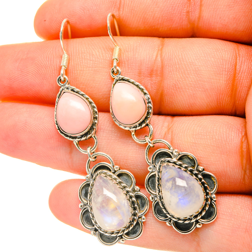 Rainbow Moonstone Earrings handcrafted by Anasilvercos - EARR419085