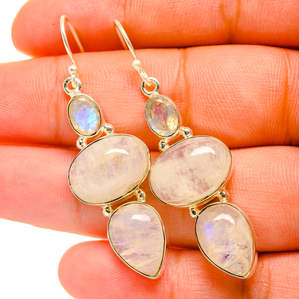Rainbow Moonstone Earrings handcrafted by Anasilvercos - EARR419091