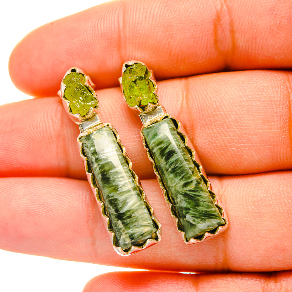 Seraphinite Earrings handcrafted by Anasilvercos - EARR419093