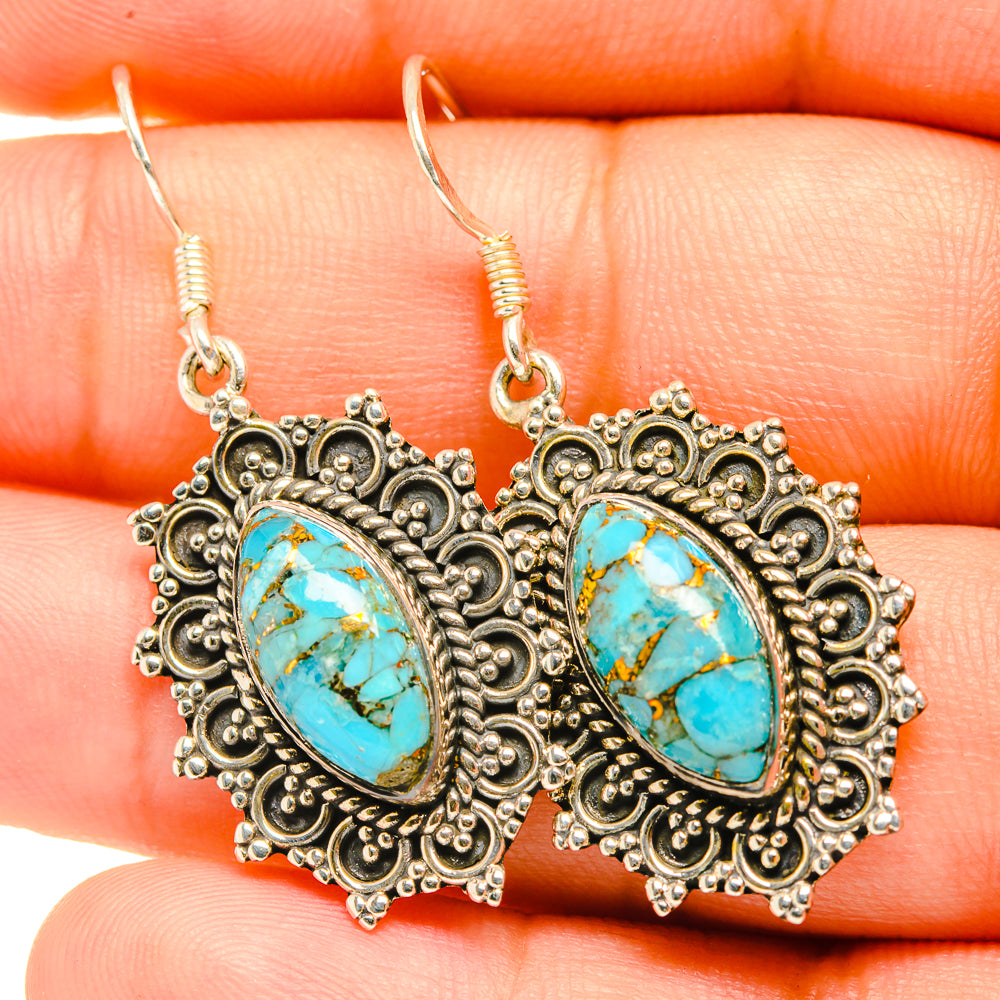 Blue Copper Composite Turquoise Earrings handcrafted by Anasilvercos - EARR419103
