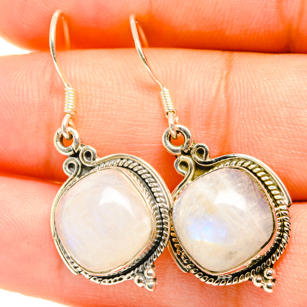 Rainbow Moonstone Earrings handcrafted by Anasilvercos - EARR419107