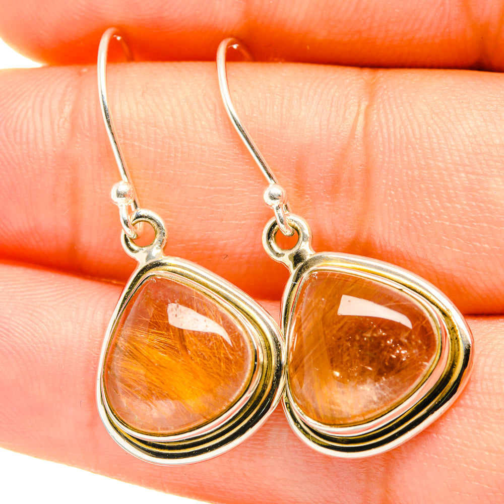 Rutilated Quartz Earrings handcrafted by Anasilvercos - EARR419130